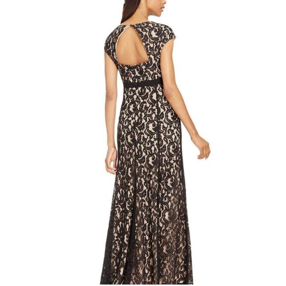 NEW NWT MSK Macys Long Black Lace Detail Evening Gown size 6 - Picture 4 of 10